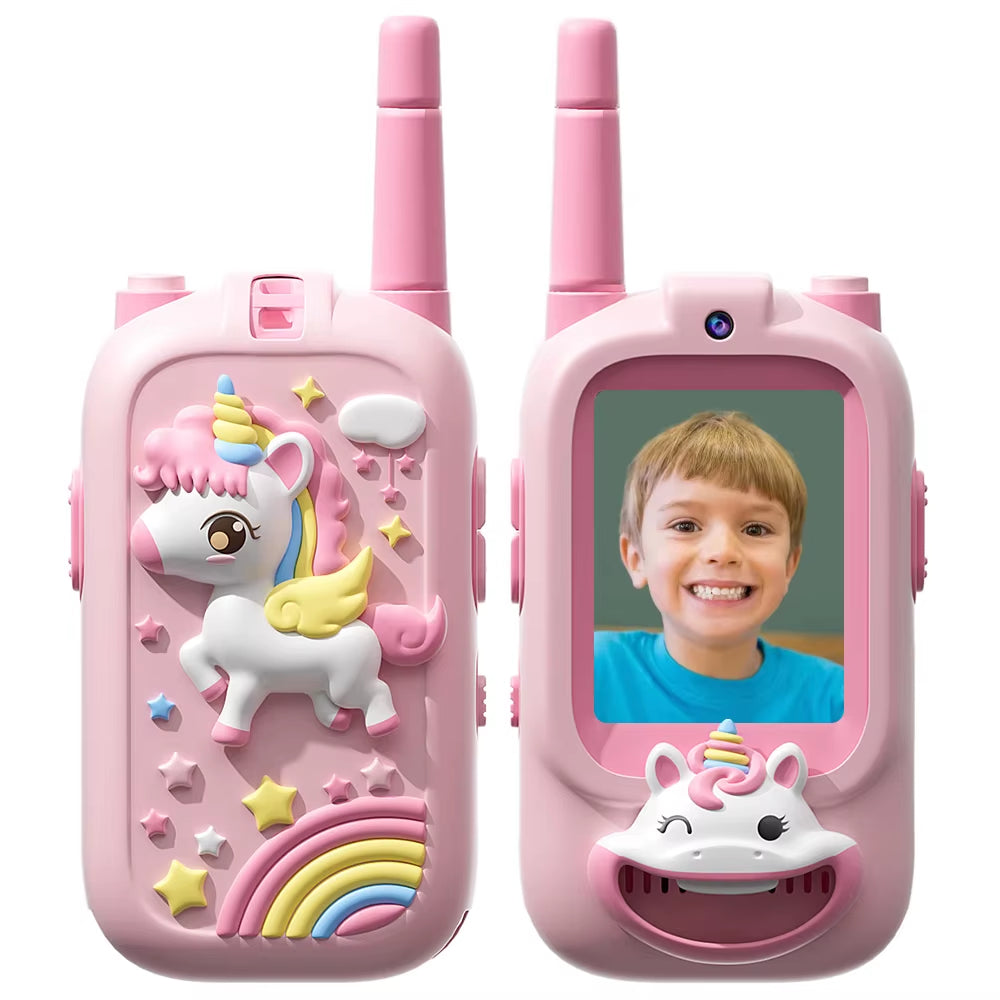 Video Walkie Talkies for Kids 2 Pack Rechargeable Toddler Toys for Indoor Camping Travel Birthday Gfits for Kids Ages 3-12