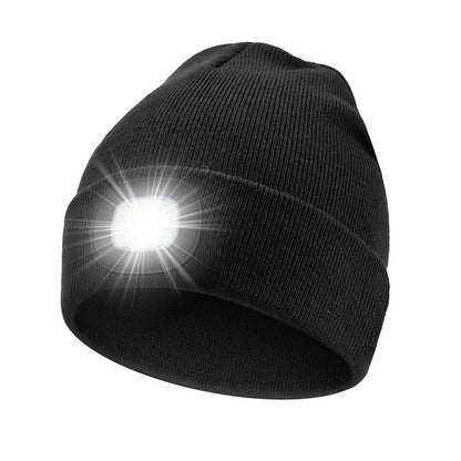 USB C Rechargeable Bluetooth Beanie with 4 LED Lights & Removable Speaker | Unisex Christmas Gift for Men, Husband, Teen, Music Lovers | Winter Warm Knit Skull Cap for Night Running, Cycling, Outdoor Sports