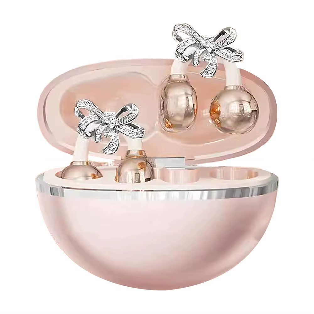 Clip-On Earbuds Wireless Bluetooth Open Ear Headphones with Detachable Crystal Bowknot Earrings, for Sports, Fitness & Workouts