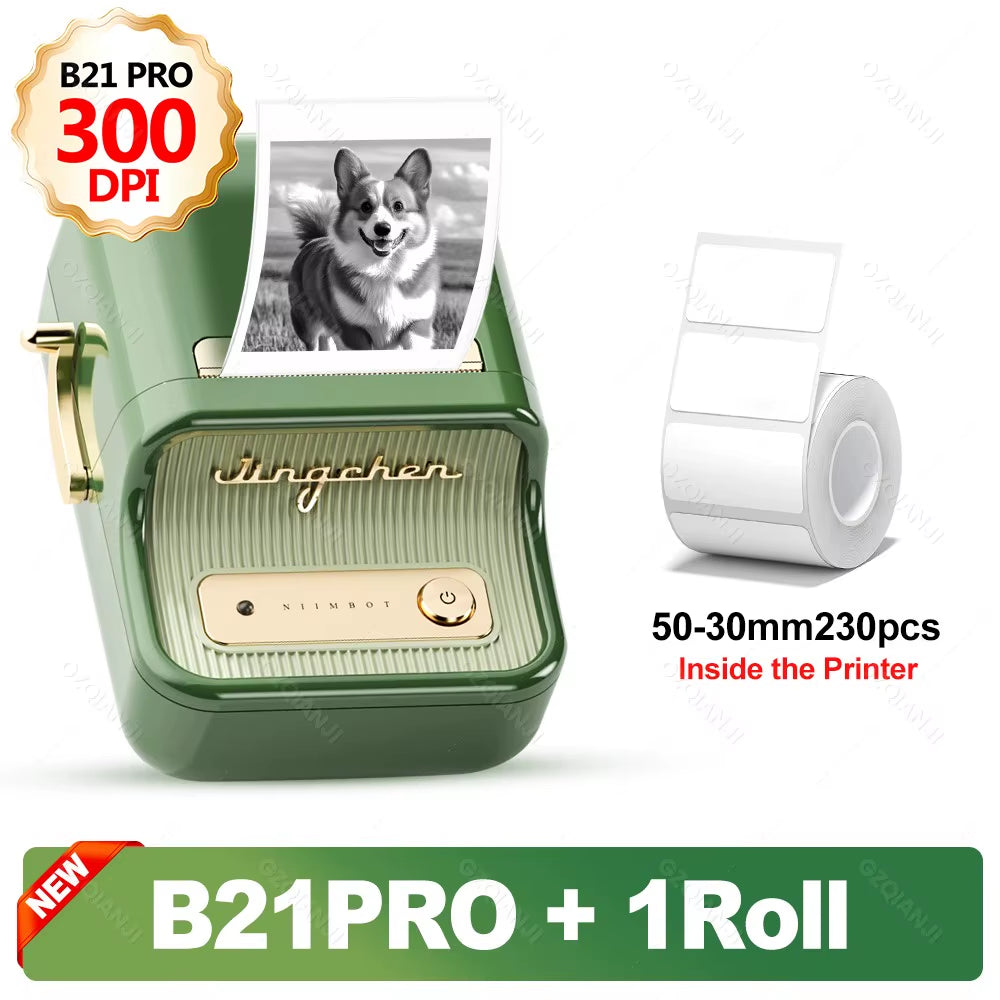 B21 PRO 300Dpi Bluetooth Adhesive Label Printers Mini Thermal Photos Sticker Printer Wireless Barcode Label Maker