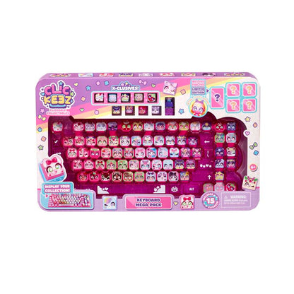 Clickeez Keyboard Mega Pack - the Set Comes with One Clickeez-Themed Keyboard, 15 Clickeez, and One Keychain, Ages 6+