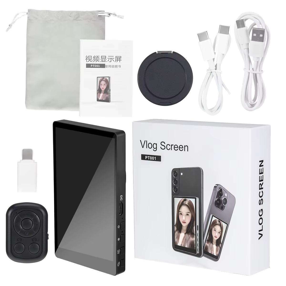 Wireless Magnetic Monitor Screen for Using Phone Rear Camera for Smartphone Selfie Vlog Live Stream Video Recording