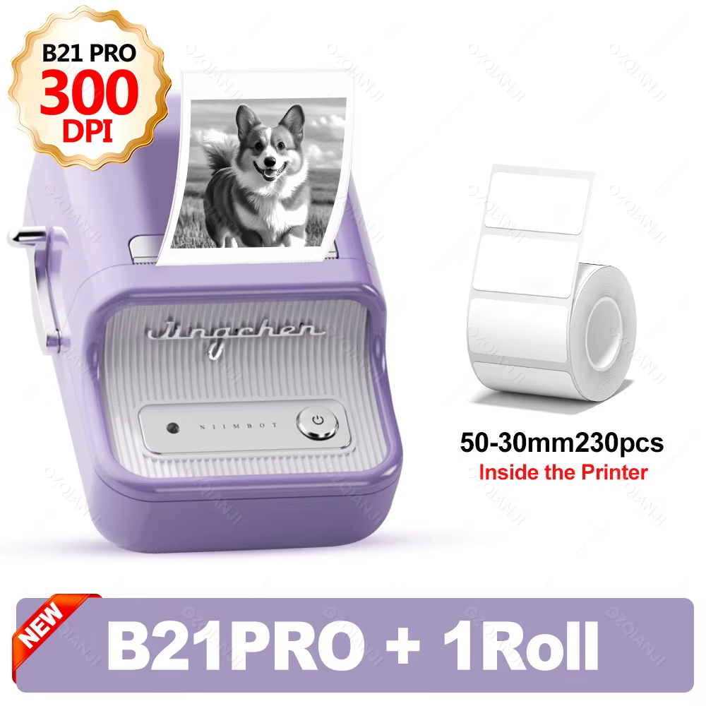 B21 PRO 300Dpi Bluetooth Adhesive Label Printers Mini Thermal Photos Sticker Printer Wireless Barcode Label Maker