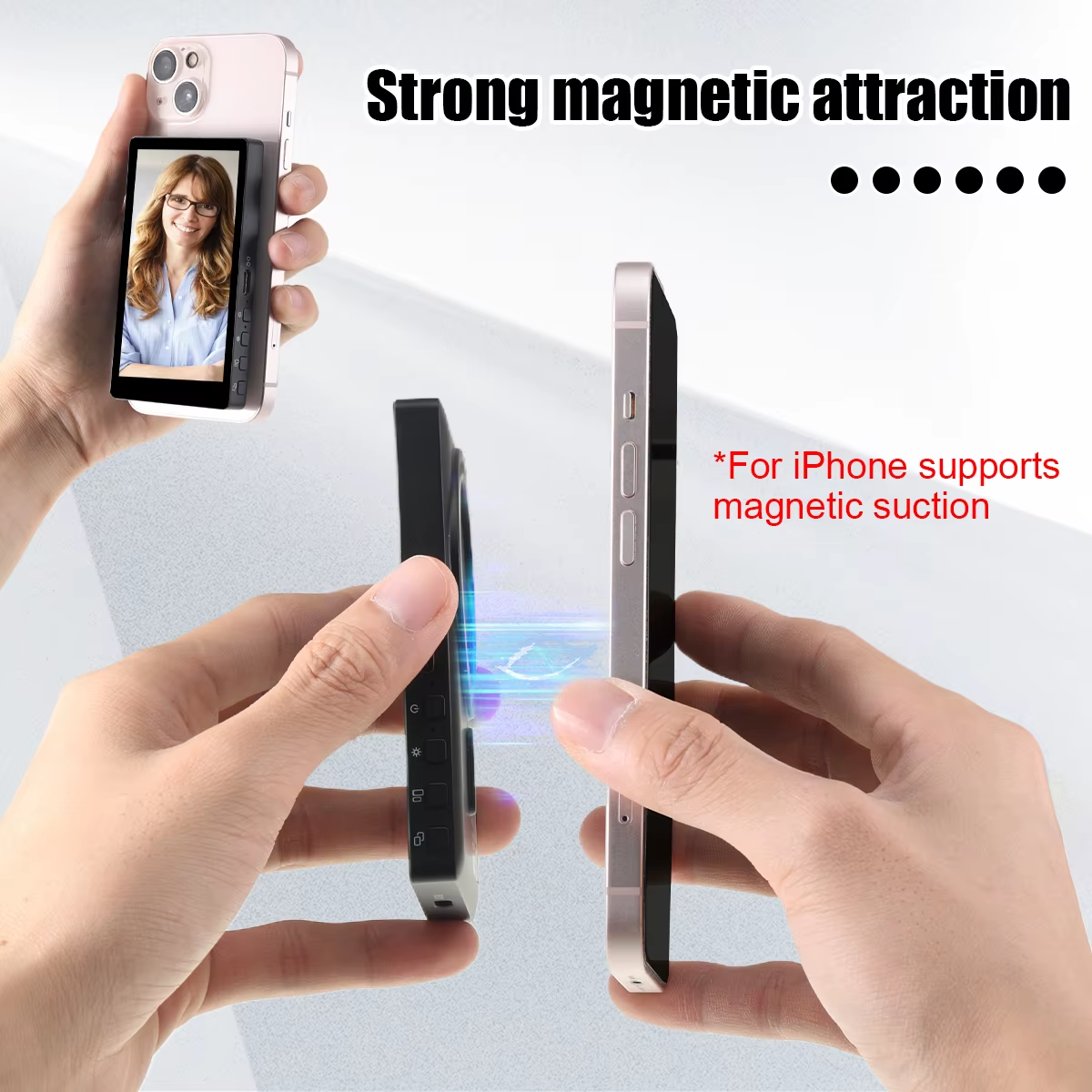Wireless Magnetic Monitor Screen for Using Phone Rear Camera for Smartphone Selfie Vlog Live Stream Video Recording