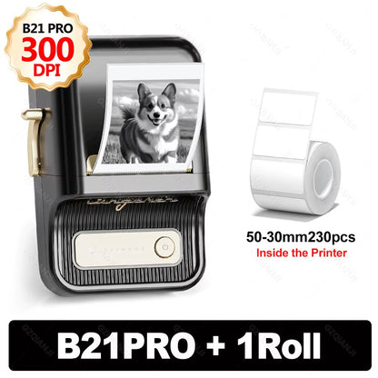 B21 PRO 300Dpi Bluetooth Adhesive Label Printers Mini Thermal Photos Sticker Printer Wireless Barcode Label Maker