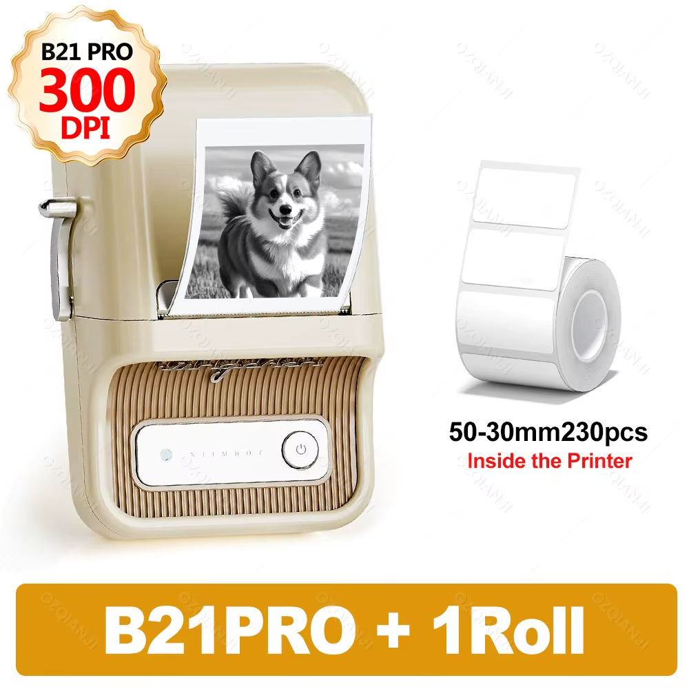 B21 PRO 300Dpi Bluetooth Adhesive Label Printers Mini Thermal Photos Sticker Printer Wireless Barcode Label Maker
