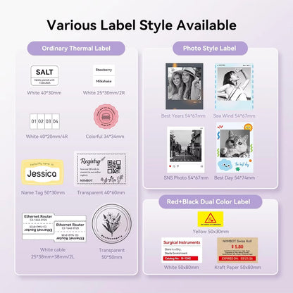 B21 PRO 300Dpi Bluetooth Adhesive Label Printers Mini Thermal Photos Sticker Printer Wireless Barcode Label Maker