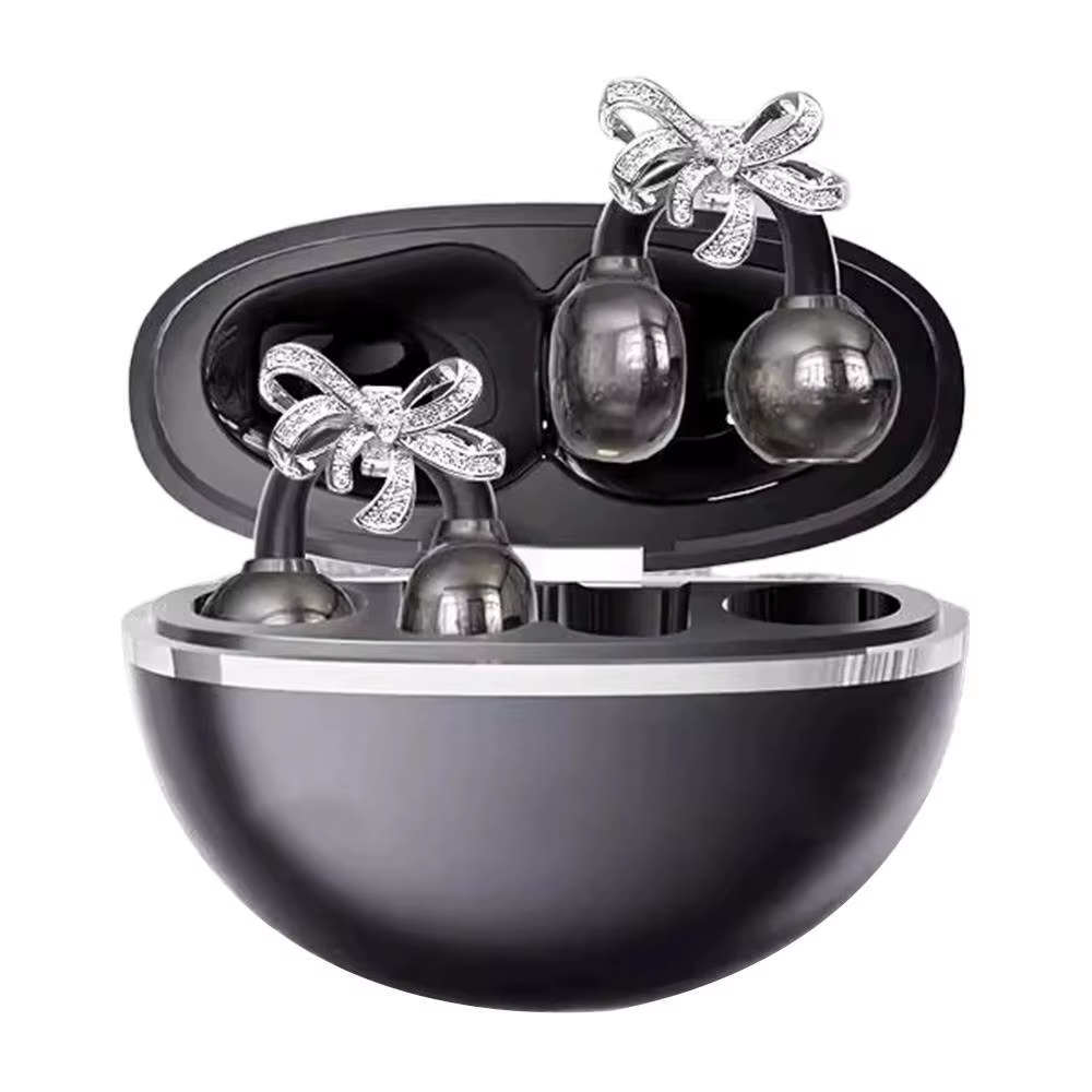 Clip-On Earbuds Wireless Bluetooth Open Ear Headphones with Detachable Crystal Bowknot Earrings, for Sports, Fitness & Workouts
