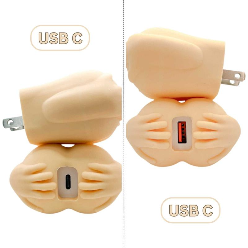 20W Cheeky Charger with Silicone Case USB a & USB C for Smartphone Fast Charging - Electronic Cellphone Accessories