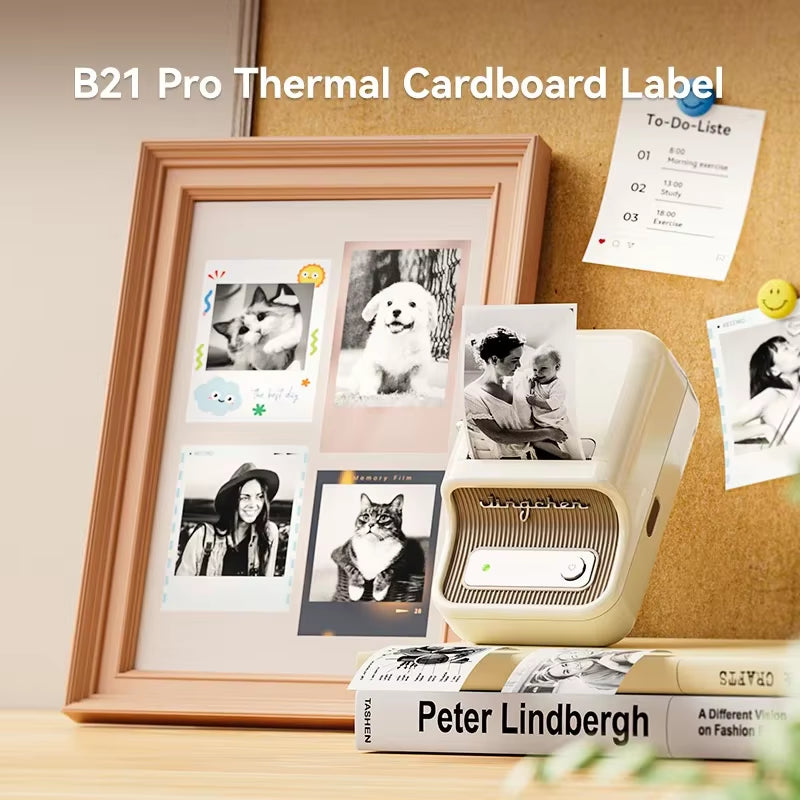 B21 PRO 300Dpi Bluetooth Adhesive Label Printers Mini Thermal Photos Sticker Printer Wireless Barcode Label Maker