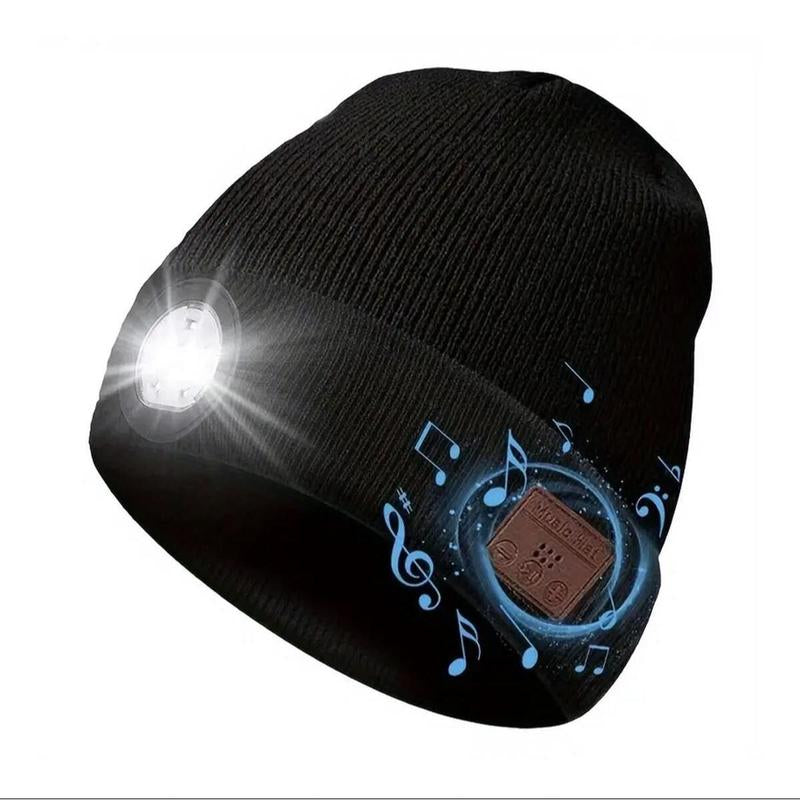 CENPIN Bluetooth Beanie with LED Headlight, Built-In Speaker & Microphone – USB Rechargeable Winter Knitted Hat for Music, Calls & Outdoor Activities – Headlamp Cap with Headphones – Perfect Unisex Gift, Christmas & New Year Gift