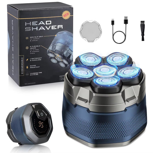 Electric Head Shavers for Bald Men 6D Magnetic Razor Hair Trimmer Rechargeable LED Display Waterproof Beard Shavers Hair Cutting