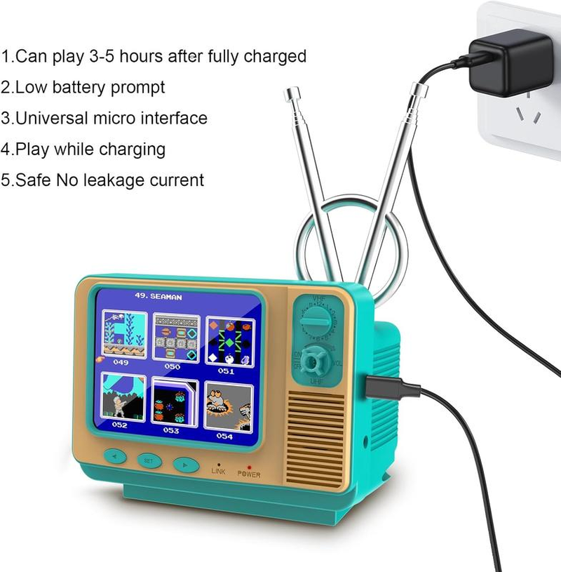 【2025Upgraded Retro Game Console】Retro Game Console with 308 Classic Games, Built-In Controller and TV Cable Christmas Gifts – Gifts for Kids