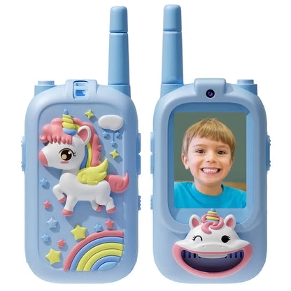 Video Walkie Talkies for Kids 2 Pack Rechargeable Toddler Toys for Indoor Camping Travel Birthday Gfits for Kids Ages 3-12