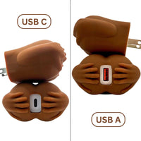 20W Cheeky Charger with Silicone Case USB a & USB C for Smartphone Fast Charging - Electronic Cellphone Accessories