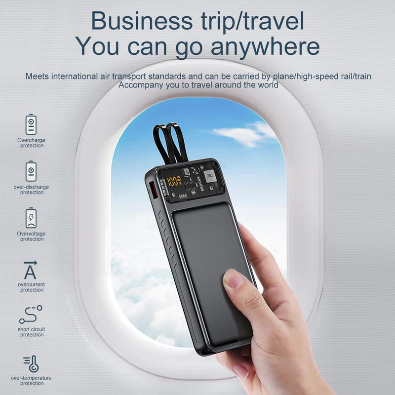 1 Piece 6.8 * 1.62 * 14.43Cm/2.68 * 0.63 * 5.68Inch 10000Mah Large Capacity Intelligent Super Fast Charging Mobile Power Bank, Mechanical Style Appearance, LED Display Screen, ABS+PC Material, Can Charge Four Devices at the Same Time