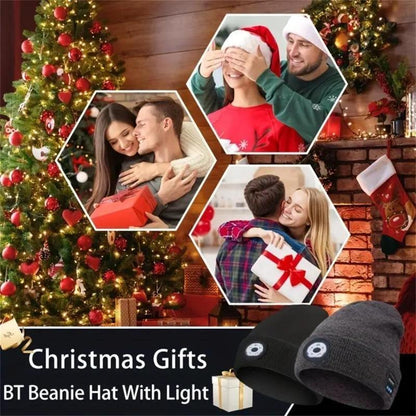 CENPIN Bluetooth Beanie with LED Headlight, Built-In Speaker & Microphone – USB Rechargeable Winter Knitted Hat for Music, Calls & Outdoor Activities – Headlamp Cap with Headphones – Perfect Unisex Gift, Christmas & New Year Gift
