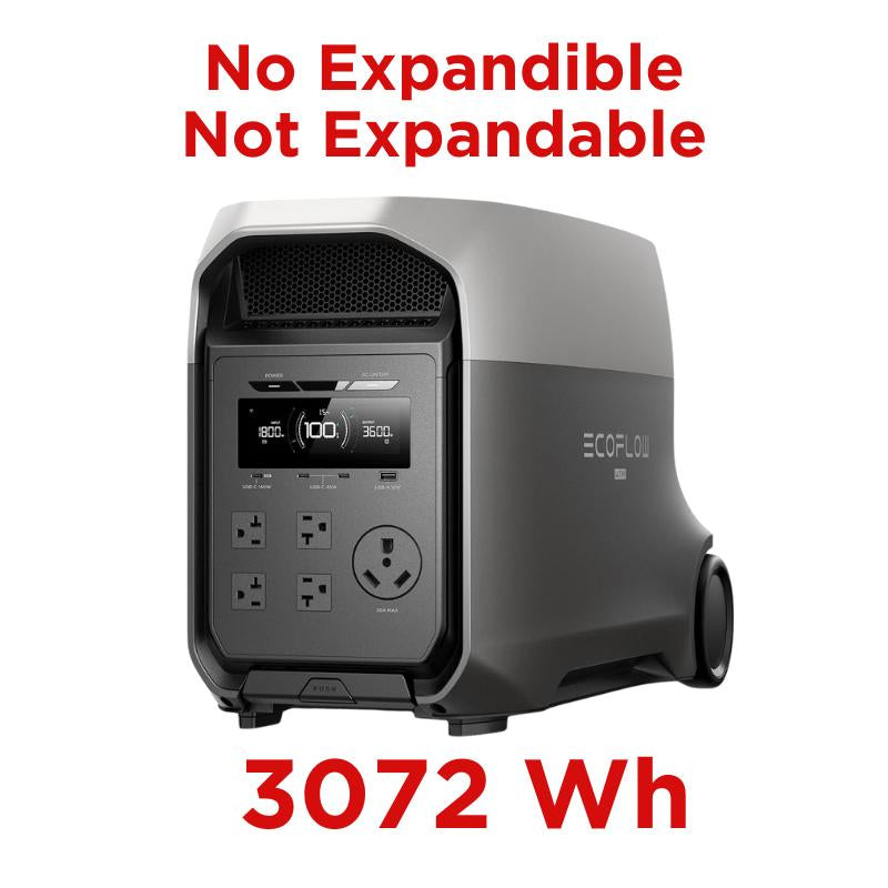 DELTA Pro, 3600Wh, 3600W Output, Ecoflow Portable Power Station, 2.7H to Full Charge, 5 AC Outlets, 120V LFP Battery with Expandable Capacity