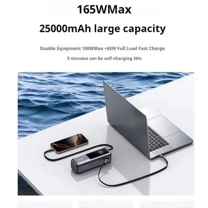 Anker Zolo Power Bank 25000Mah 165W Max Fast Charge High Capacity Retractable Cables Mobile Phone Power Bank Lightweight PC