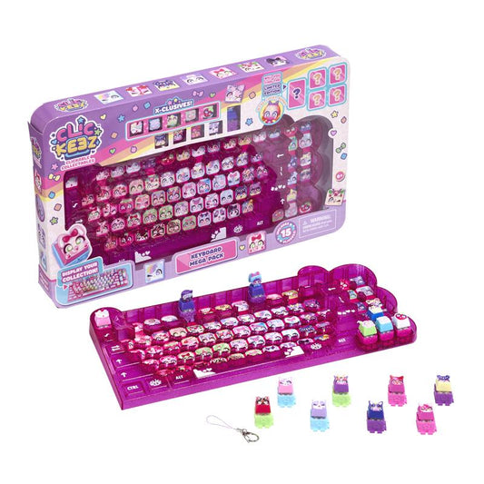 Clickeez Keyboard Mega Pack - the Set Comes with One Clickeez-Themed Keyboard, 15 Clickeez, and One Keychain, Ages 6+