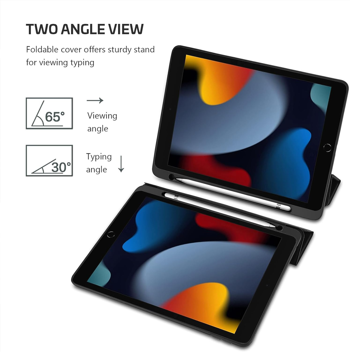 Smart Case for Ipad 10.2 (9Th Gen 2021/ 8Th Gen 2020 / 7Th Gen 2019) with Pencil Holder and Soft TPU Back Cover, Slim Steady Stand Protective Case for 10.2