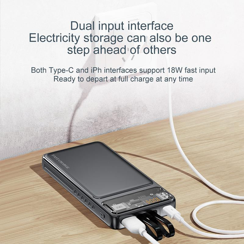 1 Piece 6.8 * 1.62 * 14.43Cm/2.68 * 0.63 * 5.68Inch 10000Mah Large Capacity Intelligent Super Fast Charging Mobile Power Bank, Mechanical Style Appearance, LED Display Screen, ABS+PC Material, Can Charge Four Devices at the Same Time