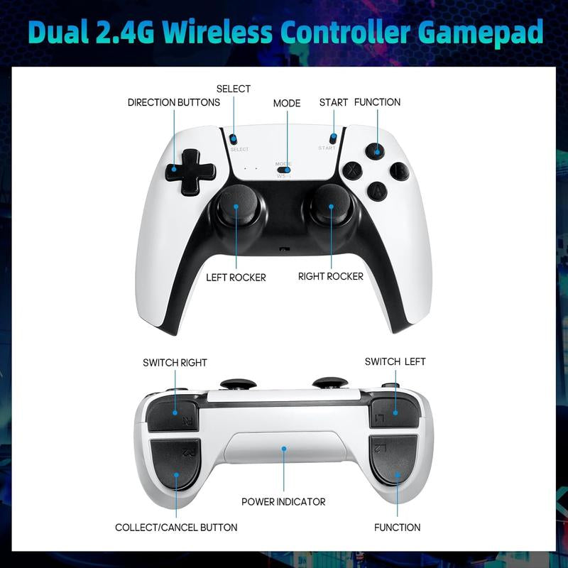 2025 New Video Retro Game Controller Console with 40,000+ Games & 26 Emulators, Wireless 26 Controllers, 128GB TF Card, HDMI Output, 2Ergonomic Wireless Controllers, Perfect for All Ages, Button Stick Tiktokshopblackfriday
