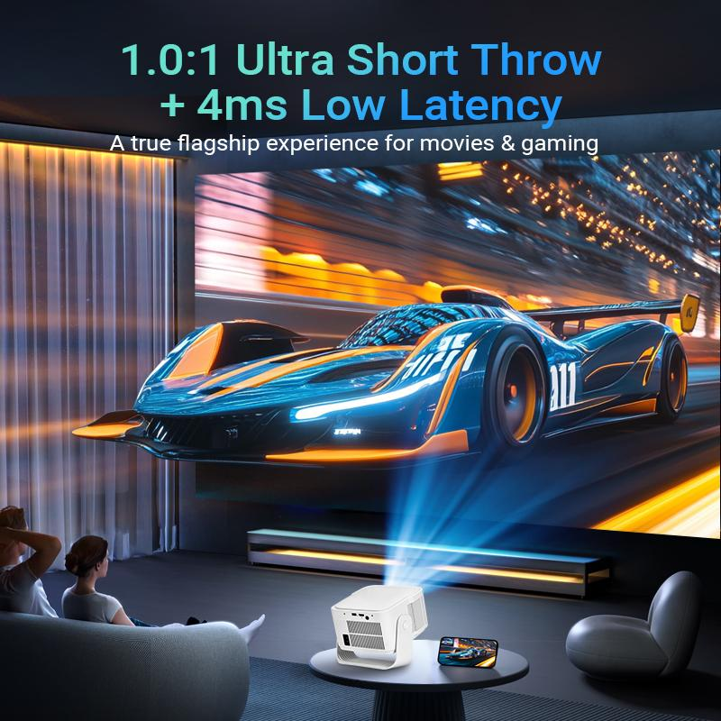 HY350MAX 500ANSI Gaming Projector Native 1080P 8K Decoding Wifi6 BT5.4 Auto Focus 4Ms Latency Ultra Short Throw Home Cinema Projector