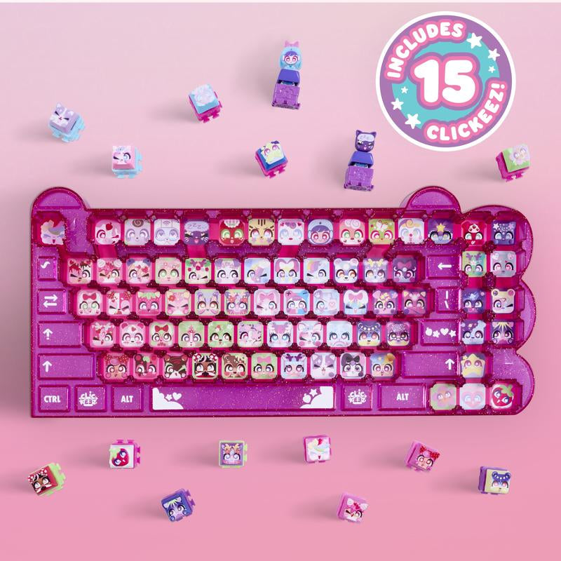 Clickeez Keyboard Mega Pack - the Set Comes with One Clickeez-Themed Keyboard, 15 Clickeez, and One Keychain, Ages 6+