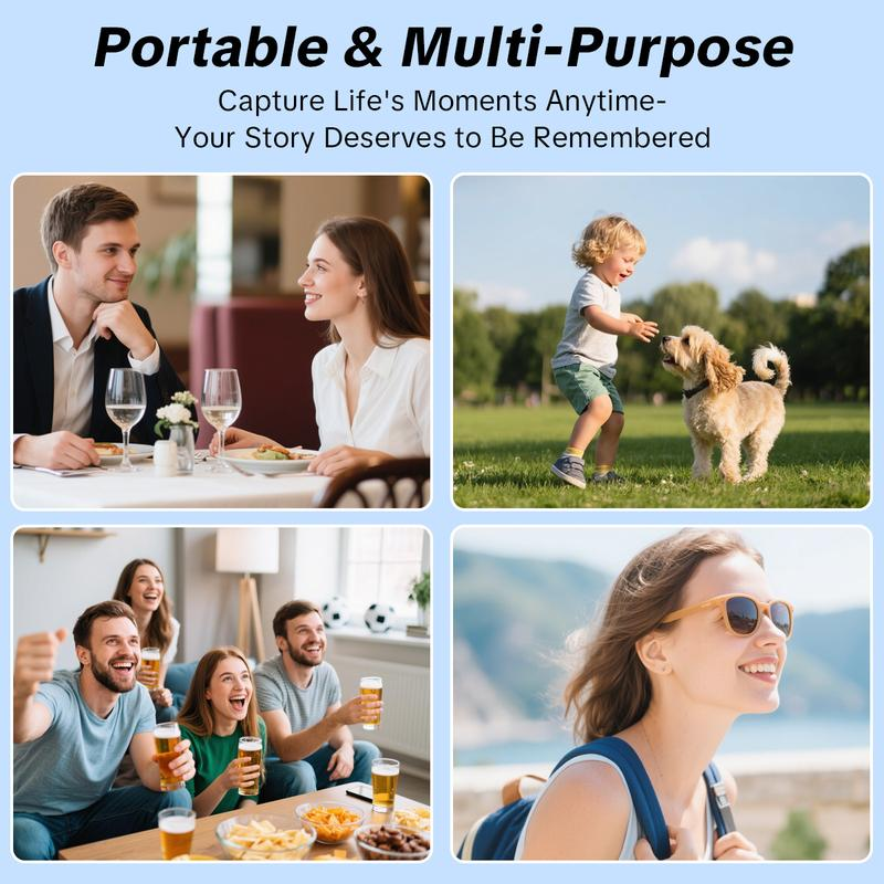 W&O Portable 2.5K Ultra HD Video Recorder with 180° Rotating Lens, Handheld Stabilizer Pocket Camera, Full Body Camera for Vlogging, Travel & Daily Life Recording, USB Rechargeable, Black, Vlogging Camera, Modern Gadget, Durable Construction, Camcorder